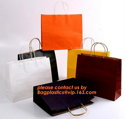 Promotional paper bag in fancy paper and foil logo, Fashion gift paper bag with ribbon handle, Special handle design pap