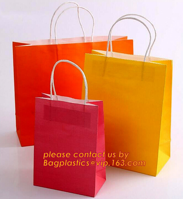 Promotional paper bag in fancy paper and foil logo, Fashion gift paper bag with ribbon handle, Special handle design pap