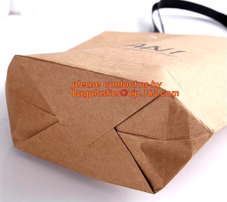 Factory Wholesale Custom Printed Shopping Christmas Gift Recycled Brown Kraft Paper Bags with Handles, twist handle prin