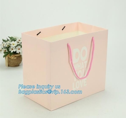 printed pink paper shopping gift bag with bow,Wholesale Logo Printed Retail Custom Luxury Paper Shopping Bag With Logo