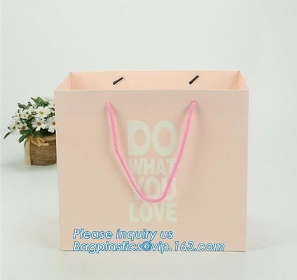 printed pink paper shopping gift bag with bow,Wholesale Logo Printed Retail Custom Luxury Paper Shopping Bag With Logo