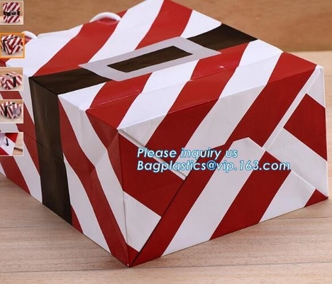 Christmas custom luxury gift food grade bakery Paper cake and bread packaging box carry Bag cut handle logo wholesale
