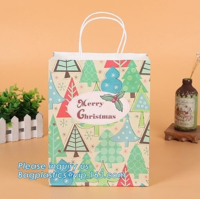 High Quality Luxury Shopping Satin Ribbon Gold Stamping Paper Bag,New hot sale brown packaging paper carrier bag take aw