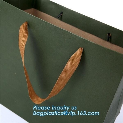 Custom Luxury ribbon satin finish paper carrier bags with rope handles and ribbon bow fastener,Brand Lager Paper Carrier