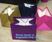 Laminated Customized Luxury Retail Shopping Packaging Logo Gold foil Paper Bags For Clothes / Clothing with Ribbon Bow