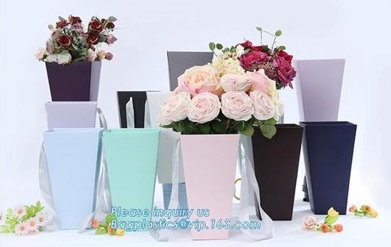 Free Design!! Free Sample!!! flower carrier bag cheap brown paper flower bag handle bag,paper carrier flower packaging b
