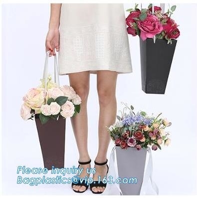 Free Design!! Free Sample!!! flower carrier bag cheap brown paper flower bag handle bag,paper carrier flower packaging b