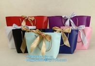 pink small christmas gift packaging paper bags with cotton ribbon twisted handle,Paper material Brown Shopping Bag With
