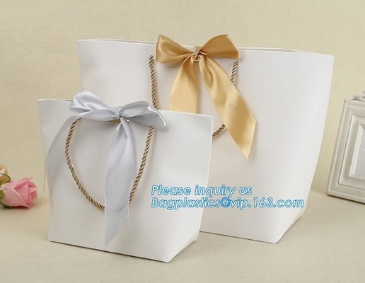 pink small christmas gift packaging paper bags with cotton ribbon twisted handle,Paper material Brown Shopping Bag With