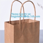 Brown Grocery Kraft Paper Bag With Handle Custom Print Logo, Kraft Paper Shopping Bag With Logo BAGEASE.CN