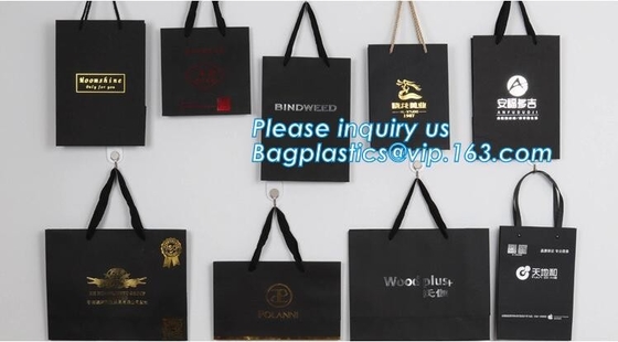 BIO-DEGRADABLE And RECYCLABLE Black Bowknot Ribbon Handles Eco Retail Packaging Holiday Gift Bags, Shopping Bags, Retail