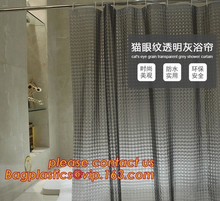 New popular transparent printed peva shower curtain, Polyester Shower Curtain Fabric For Bath Curtain, waterproof bath w