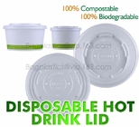 PLA compostable lids, BPI certificated compostable coffee cup lid made in China, Coffee cup with CPLA lid
