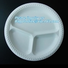 Round 11 inch 4 compartment disposable corn starch plates,3 compartments disposable corn starch plates, corn starch pack