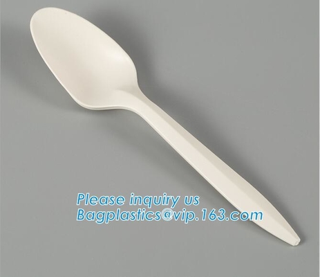 wholesale Biodegradable cPLA plastic white cutlery set,Eco-friendly Disposable Biodegradable Corn Starch Spork-Fork Spoo