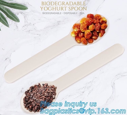 6 inch Tea/Soup/ice cream/tasting spoons Eco-friendly tableware corn starch spoons Disposable yogurt spoons bagease pack