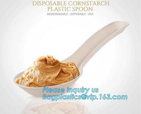 6 inch Tea/Soup/ice cream/tasting spoons Eco-friendly tableware corn starch spoons Disposable yogurt spoons bagease pack