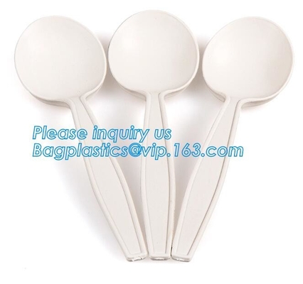 6 inches plastic biodegradable corn starch material spoon PLA dessert spoon,OEM Eco-friendly corn starch Disposable plas