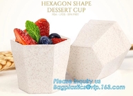 Wheat straw Compostable HEXAGON shape dessert cup,square wheat plastic dessert cup,Pla Plastic Disposable Corn Starch Cu