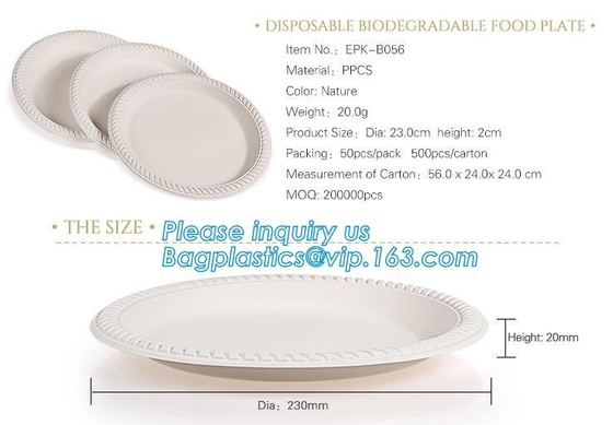 9inch Round White Dessert Bagasse Sugarcane Biodegradable Corn Starch Disposable Plate,Sugarcane Bagasse Plates bagease