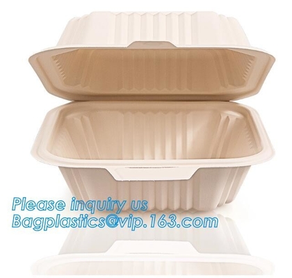 9 inch 3 compartment black food container corn starch clamshell,Corn Starch Food Container, Disposable Lunch Box package