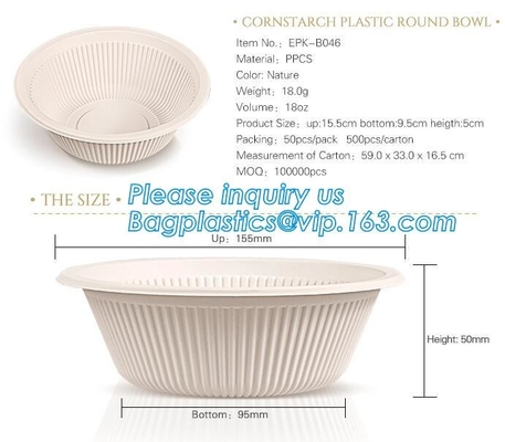 Corn Starch Eco-friendly Microwave Hot Sale Custom Biodegradable Bowl With Lid,Dinnerware corn starch biodegradable disp