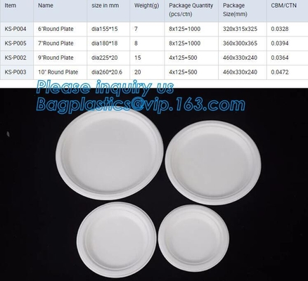 Eco Friendly sugarcane bagasse plates display tray,disposable 5 compartments sugarcane pulp plates with lid, bagplastics