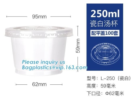 100% biodegradable eco friendly soup paper cup with PLA lid,Disposable soup paper Pla coated cups packaging, bagplastics