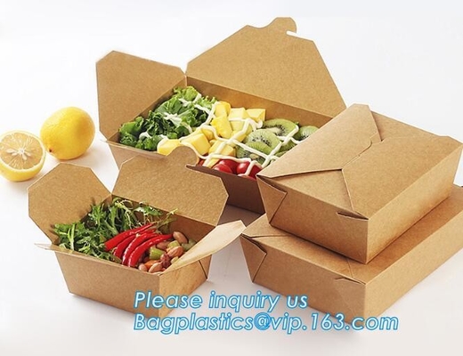 Kraft Paper Lunch Box Disposable Salad Box Food takeaway Packaging Box,supply brown kraft paper lunch box with clear win