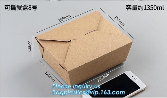 New Brown Kraft Takeaway Lunch Box Paper Folding Lunch Box Disposable Food Container Biodegradable Packaging Paper Box