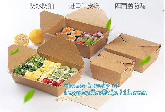 New Brown Kraft Takeaway Lunch Box Paper Folding Lunch Box Disposable Food Container Biodegradable Packaging Paper Box