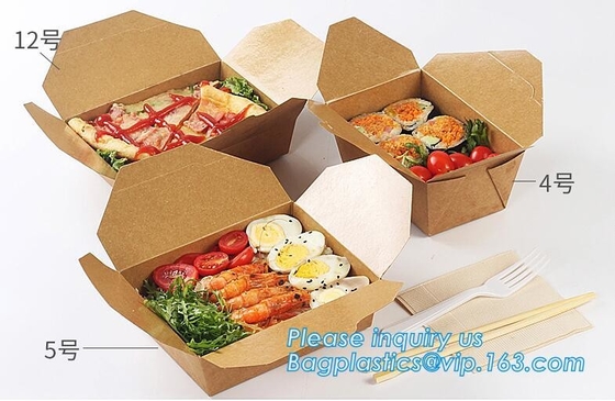 New Brown Kraft Takeaway Lunch Box Paper Folding Lunch Box Disposable Food Container Biodegradable Packaging Paper Box