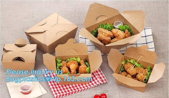Disposable Custom Printed Food Kraft Lunch Paper Box For Food,Cardboard Paper Salad Box With Logo Printing bagease packa