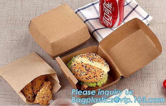 Disposable Custom Printed Food Kraft Lunch Paper Box For Food,Cardboard Paper Salad Box With Logo Printing bagease packa