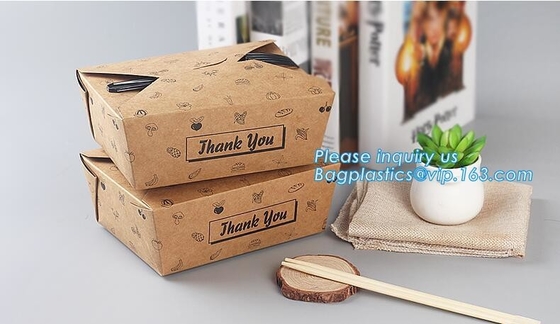 High Quality Custom PE Coated Disposable Kraft Paper Lunch Box,Rectangle Folding Take Away Boxes/Lunch Box/Kraft Paper F