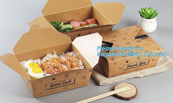 High Quality Custom PE Coated Disposable Kraft Paper Lunch Box,Rectangle Folding Take Away Boxes/Lunch Box/Kraft Paper F