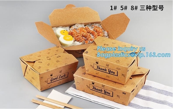 High Quality Custom PE Coated Disposable Kraft Paper Lunch Box,Rectangle Folding Take Away Boxes/Lunch Box/Kraft Paper F