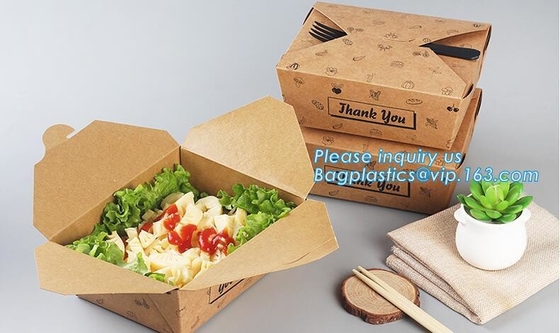 High Quality Custom PE Coated Disposable Kraft Paper Lunch Box,Rectangle Folding Take Away Boxes/Lunch Box/Kraft Paper F