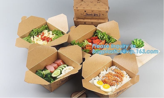 High Quality Custom PE Coated Disposable Kraft Paper Lunch Box,Rectangle Folding Take Away Boxes/Lunch Box/Kraft Paper F