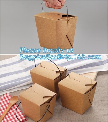 Disposable paper packaging take away lunch box_Wholesale fast food Kraft Paper Box_ custom logo print fast food packagin