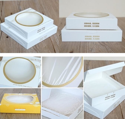 Kraft paper clear window biscuit / cookie / cake box,custom made fancy Luxury cardboard Coated paper cake box wholesale