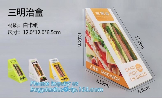 kraft paper sandwich box with window ,triangle sandwich box for packaging,Cardboard Box With Clear Window Burger Sandwic