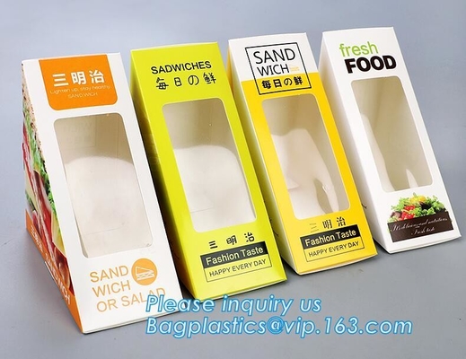 kraft paper sandwich box with window ,triangle sandwich box for packaging,Cardboard Box With Clear Window Burger Sandwic
