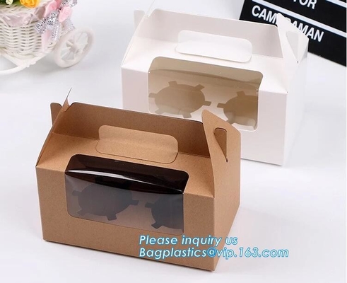 economy Cupcake Box White Window Cake Box customized Wedding Cake Box,6inch in stock PET Plastic Clear birthday Cake Box