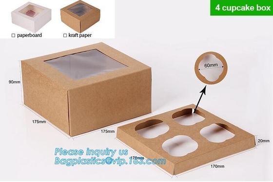 Hot sale pink PET custom cake box,High quality and sweet foldable cup cake paper box,clear window cup cake boxes paper p