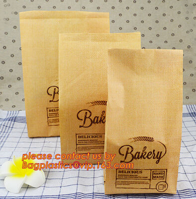 Customize 3 Side Visible Clear Window Offset Printing Bakery Bags, Customize V Bottom with Clear Window Food Grade Toast