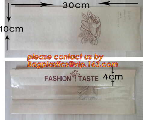 OEM High Quality Enviromental Clear Window Bread Toast Paper Bags, Brown Kraft Sharp Bottom Food Safe Snack Paper Bags w