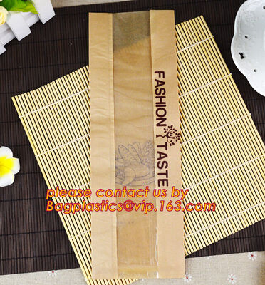 OEM High Quality Enviromental Clear Window Bread Toast Paper Bags, Brown Kraft Sharp Bottom Food Safe Snack Paper Bags w