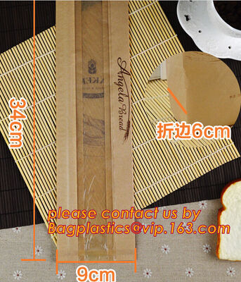 OEM High Quality Enviromental Clear Window Bread Toast Paper Bags, Brown Kraft Sharp Bottom Food Safe Snack Paper Bags w