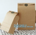 Custom design printed Kraft bread packaging paper bag,wax grease proof square bottom packing french bread white craft pa